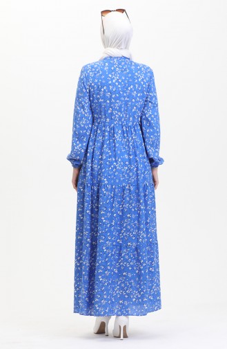 Robe Viscose A Motifs Fleuris 0479-05 Indigo 0479-05