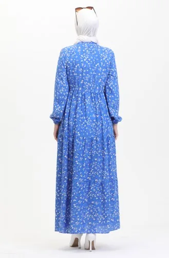 Robe Viscose A Motifs Fleuris 0479-05 Indigo 0479-05