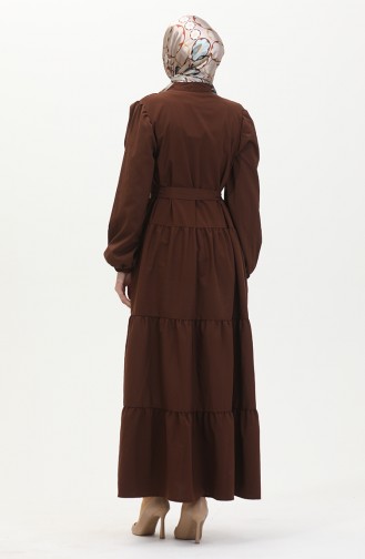 Spitzenkleid Mit Elastischen Ärmeln 0483-03 Braun 0483-03
