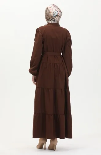 Spitzenkleid Mit Elastischen Ärmeln 0483-03 Braun 0483-03