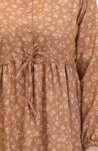 Robe Viscose Manches Elastiques 0487-01 Marron 0487-01