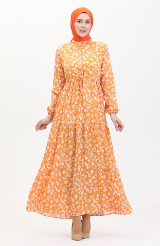 Robe Viscose Manches Elastiques 0487-02 Orange 0487-02
