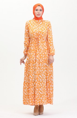 Robe Viscose Manches Elastiques 0487-02 Orange 0487-02