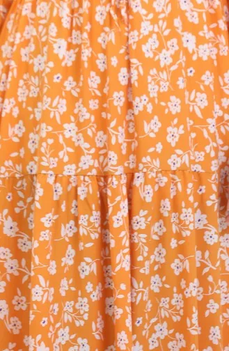 Kolu Lastikli Viskon Elbise 0487-02 Oranj