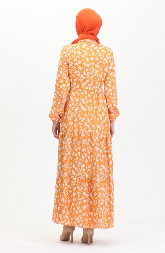 Robe Viscose Manches Elastiques 0487-02 Orange 0487-02