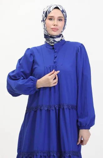 Elastic Sleeve Lace Dress 0483-01 Saxe 0483-01