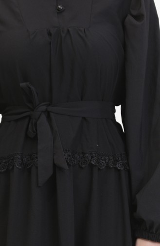Spitzenkleid Mit Elastischen Ärmeln 0483-05 Schwarz 0483-05