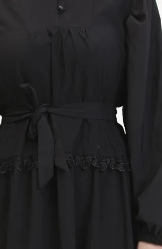 Spitzenkleid Mit Elastischen Ärmeln 0483-05 Schwarz 0483-05