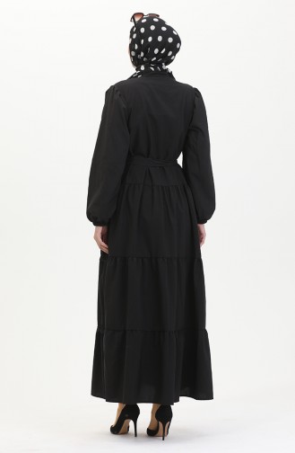Spitzenkleid Mit Elastischen Ärmeln 0483-05 Schwarz 0483-05