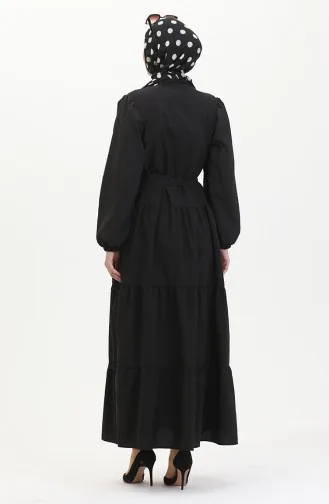 Spitzenkleid Mit Elastischen Ärmeln 0483-05 Schwarz 0483-05