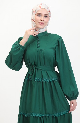 Spitzenkleid Mit Elastischen Ärmeln 0483-02 Smaragdgrün 0483-02