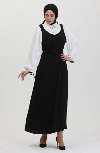 Robe Gilet A Ceinture 0490-03 Ecru Noir 0490-03