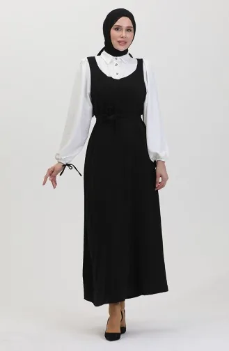 Robe Gilet A Ceinture 0490-03 Ecru Noir 0490-03
