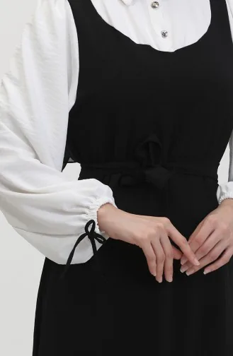 Robe Gilet A Ceinture 0490-03 Ecru Noir 0490-03
