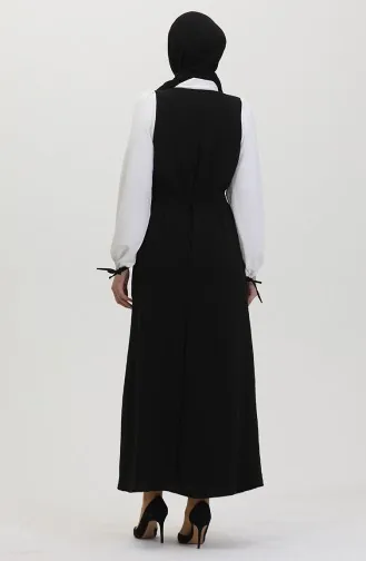 Robe Gilet A Ceinture 0490-03 Ecru Noir 0490-03