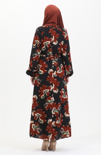 Robe A Motifs Ceinturée Manches Raglan 0476-01 Carreau 0476-01