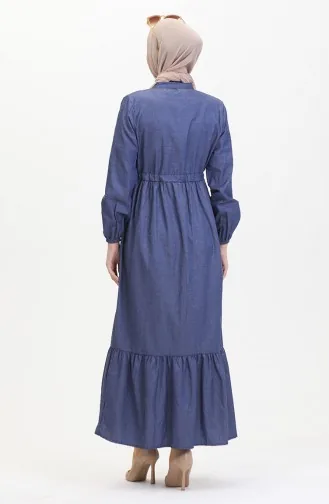 Front Ruffle Denim Dress 0486-02 Navy Blue 0486-02