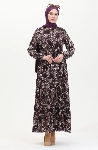 Viscose-jurk Met Patroon 0489-01 Paars 0489-01