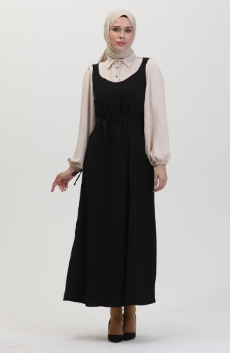 Robe Gilet A Ceinture 0490-02 Vison Noir 0490-02
