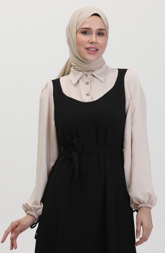 Robe Gilet A Ceinture 0490-02 Vison Noir 0490-02
