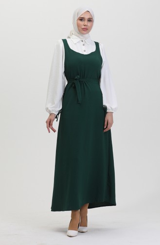 Giletjurk Met Riem 0490-01 Ecru Smaragdgroen 0490-01