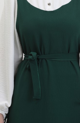 Giletjurk Met Riem 0490-01 Ecru Smaragdgroen 0490-01