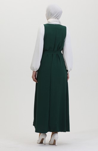 Giletjurk Met Riem 0490-01 Ecru Smaragdgroen 0490-01