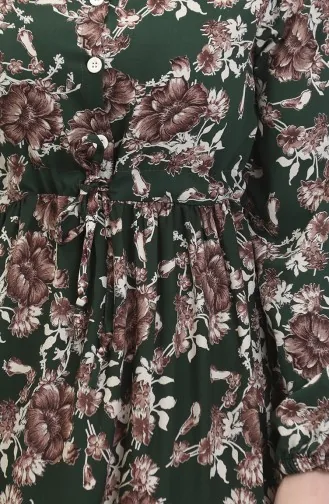 Patterned Viscose Dress 0489-02 Emerald Green 0489-02