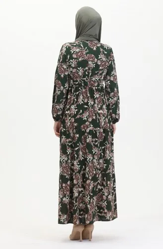 Patterned Viscose Dress 0489-02 Emerald Green 0489-02