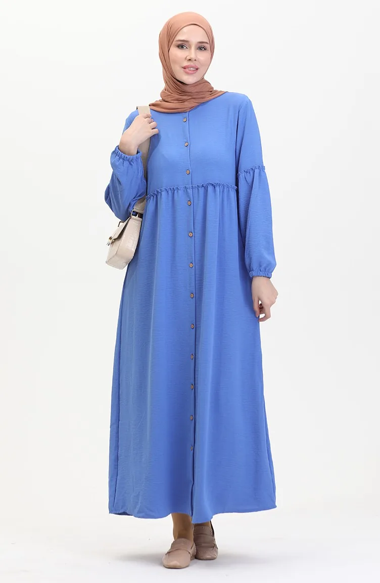 Prächtiges Kleid Mit Kragen Und Knöpfen 0457-07 Indigo 0457-07