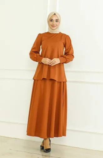 Tunik Etek İkili Takım 8019-03 Taba