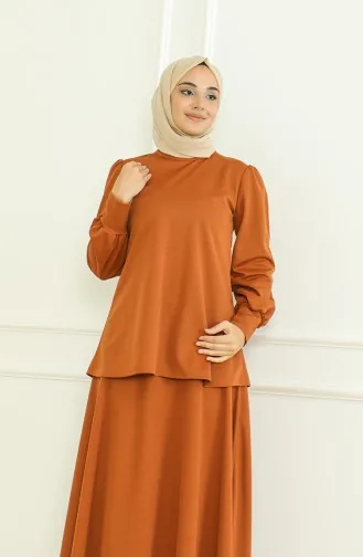 Tunik Etek İkili Takım 8019-03 Taba