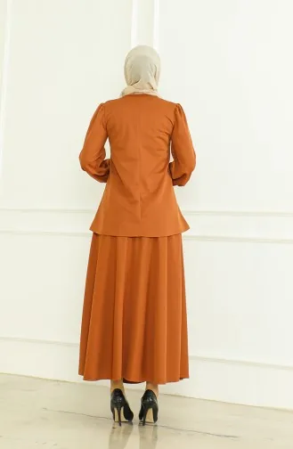 Tunik Etek İkili Takım 8019-03 Taba