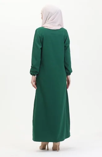 Taşlı Krep Abiye Elbise 0481-05 Zümrüt Yeşili