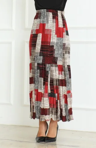 Spacious Layered Gypsy Plus Size Skirt 3165D-01 Claret Red 3165D-01