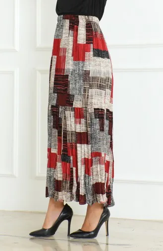 Spacious Layered Gypsy Plus Size Skirt 3165D-01 Claret Red 3165D-01