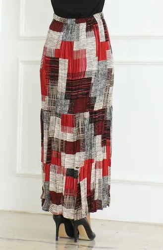 Spacious Layered Gypsy Plus Size Skirt 3165D-01 Claret Red 3165D-01