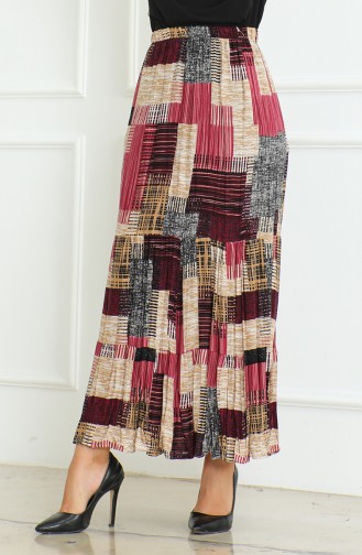 تنورة مطوي منقوش مقاس كبير 3165D-04 كرزي 3165D-04