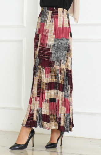 تنورة مطوي منقوش مقاس كبير 3165D-04 كرزي 3165D-04