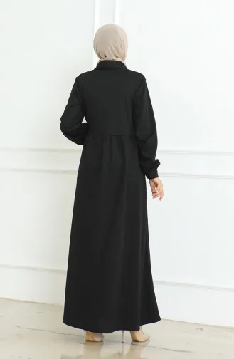 عباية سادة بأزرار  8023-01 أسود 8023-01