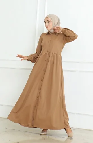 عباية سادة بأزرار 8023-03 بني فاتح 8023-03