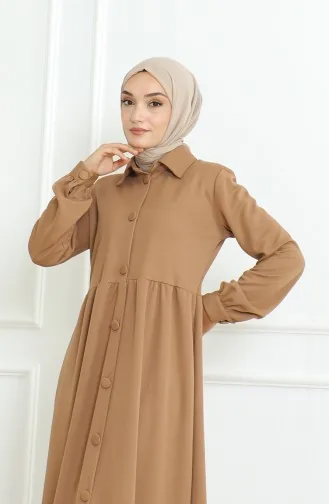 عباية سادة بأزرار 8023-03 بني فاتح 8023-03