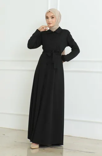 عباية سادة بأزرار  8024-02 أسود 8024-02