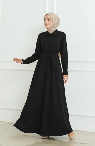 عباية سادة بأزرار  8024-02 أسود 8024-02