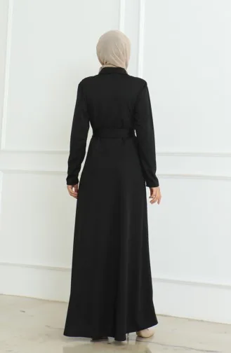 عباية سادة بأزرار  8024-02 أسود 8024-02