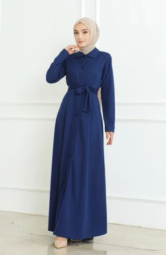 عباية سادة بأزرار  8024-04 كحلي 8024-04