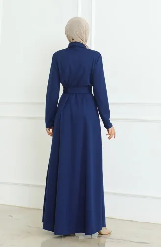 عباية سادة بأزرار  8024-04 كحلي 8024-04