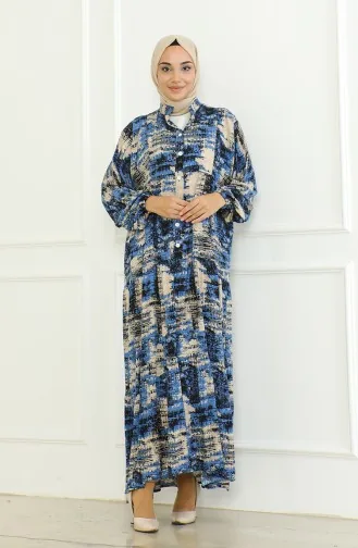 Robe Viscose à Motifs 0466-03 Indigo 0466-03