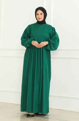 Robe Taille Froncee 0474-05 Vert Emeraude 0474-05