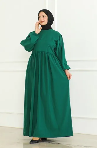 Robe Taille Froncee 0474-05 Vert Emeraude 0474-05
